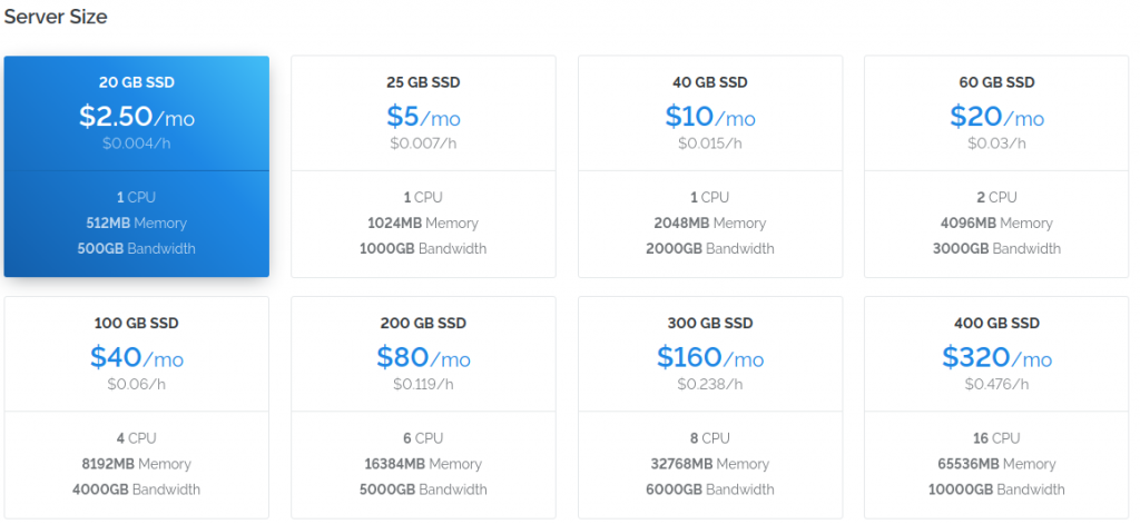 Vultr 2.5美金每月机型